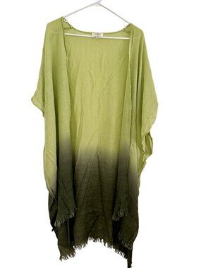 Umgee Dip Dye Ombre Ruana Boho Beachy Fringe Hem Drape Kimono S/M, Boho
